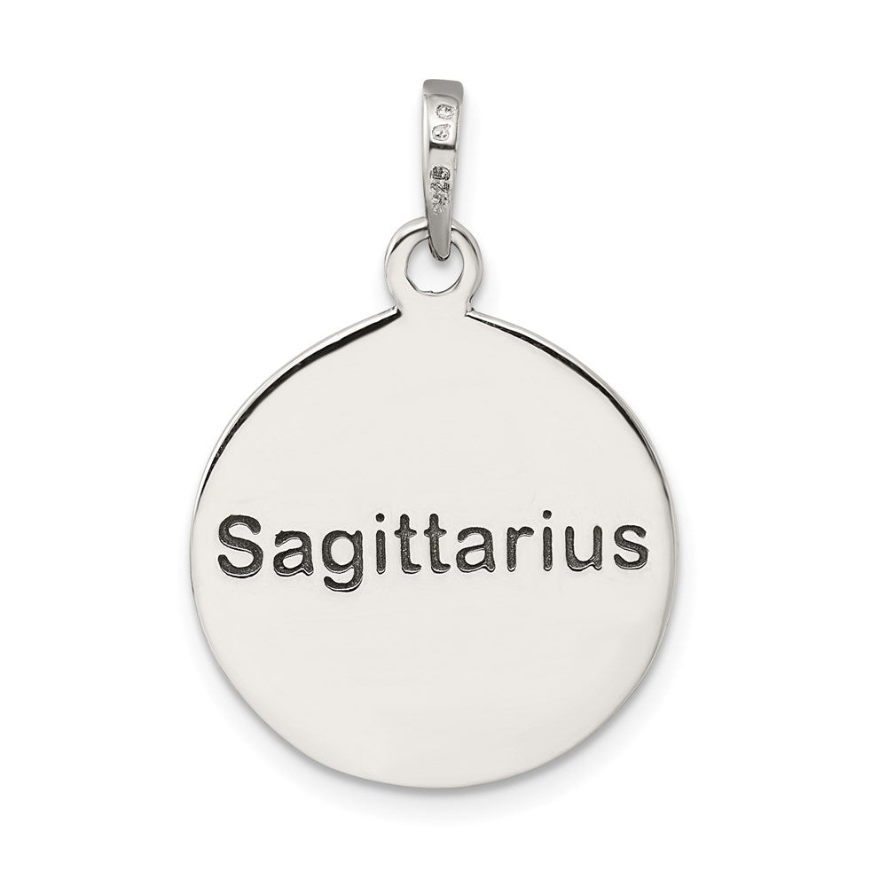 Sterling Silver Polished Antique Finish Sagittarius Horoscope Zodiac Pendan