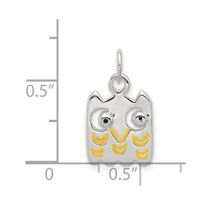 Sterling Silver Yellow Enameled Owl Charm