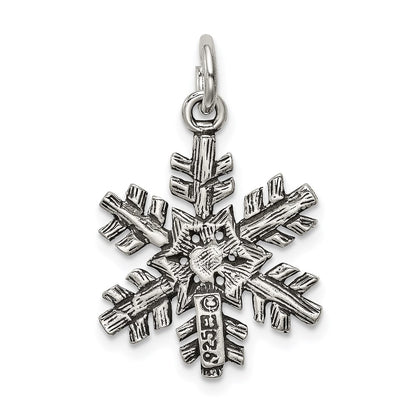 Sterling Silver Antiqued Snow Flake Charm