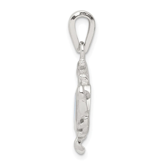 Sterling Silver Rhodium-plated Blue Inlay Created Opal Crab Pendant