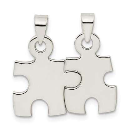 Sterling Silver Polished Puzzle Pieces Pendant
