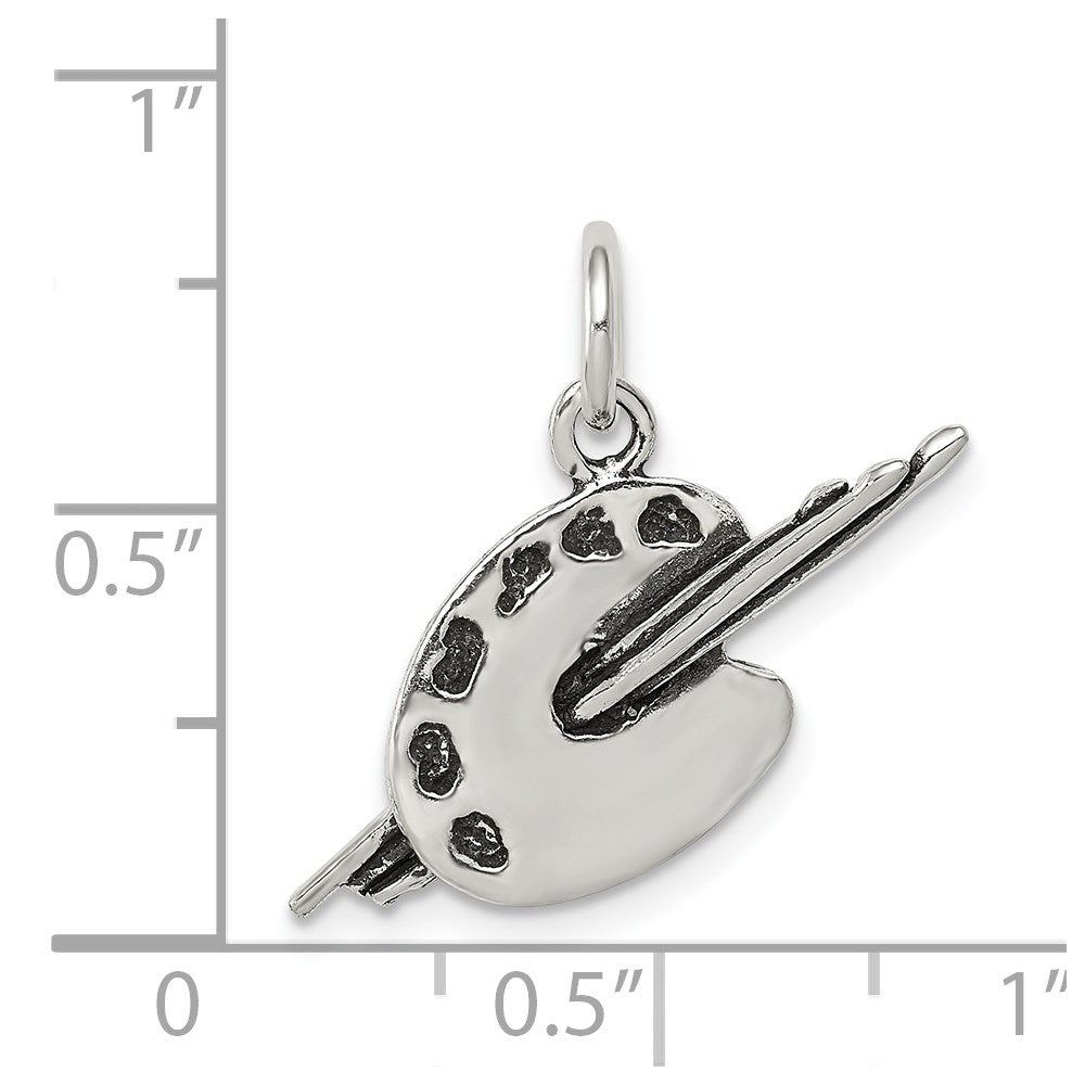Sterling Silver Antiqued Artist Palette Charm