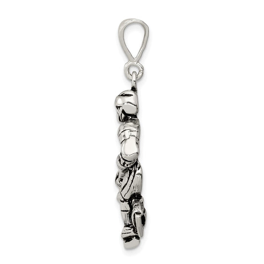 Sterling Silver Antiqued Hockey Player Charm