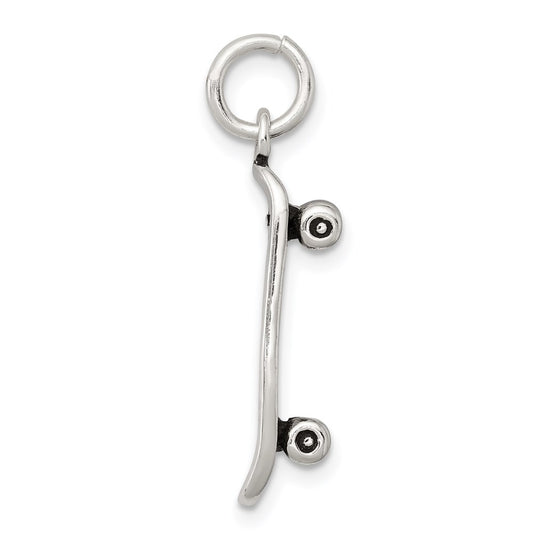 Sterling Silver Antiqued Skateboard Charm