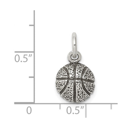 Sterling Silver Antiqued Basketball Charm