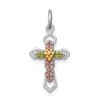 Sterling Silver Platinum-plated Polished Epoxy & Gold-plated Cross Pendant