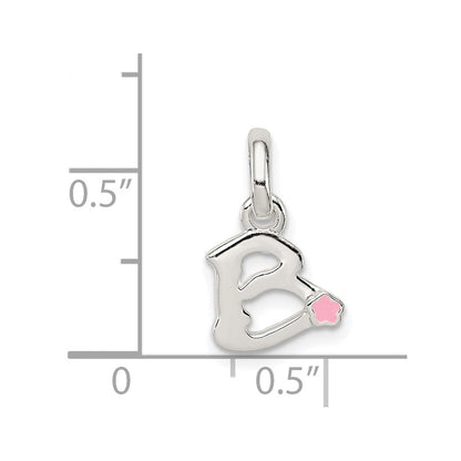 Sterling Silver Letter B with Enamel Pendant