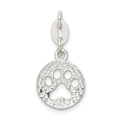 Sterling Silver Round Paw Print Pendant