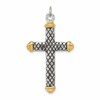 Sterling Silver, Gold-tone, Blk Rhod Criss Cross Design Cross Pendant