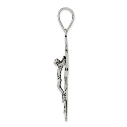 Sterling Silver Antiqued Large Caravaca INRI Crucifix Cross Pendant