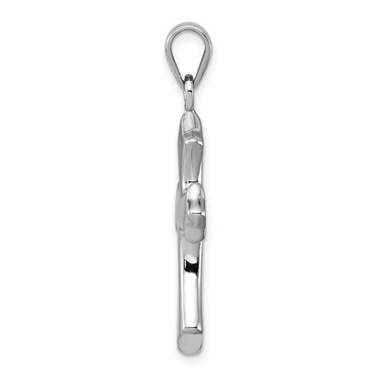 Sterling Silver Rhodium-plated Polished Cross Pendant