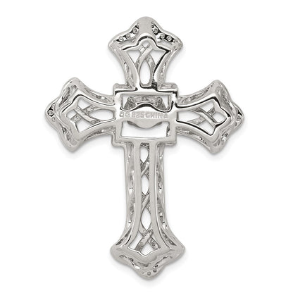 Sterling Silver Platinum-plated Plshed Gold-plated Vibrant CZ Cross Pendant