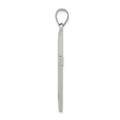 Sterling Silver Textured, Brushed and Polished Latin Cross Pendant