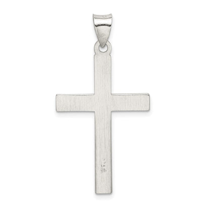 Sterling Silver Textured, Brushed and Polished Latin Cross Pendant