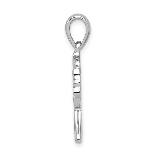 Sterling Silver Rhodium-plated Polished Celtic Cross Pendant