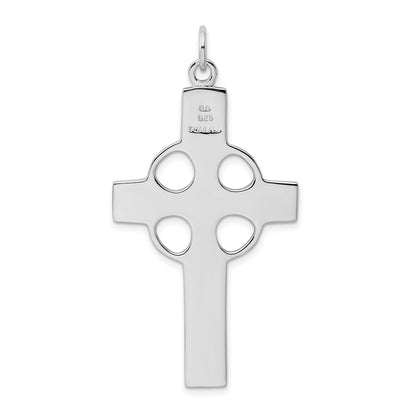 Sterling Silver Rhodium-plated Polished Celtic Cross Pendant
