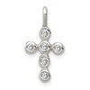 Sterling Silver Polished Cross CZ Charm