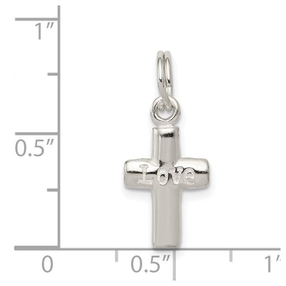 Sterling Silver Polished LOVE Cross Charm