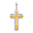 Sterling Silver Rhodium-plated & Gold-tone Brshd/Polished Cross Pendant