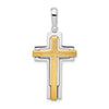Sterling Silver Rhodium-plated & Gold-tone Brshd/Polished Cross Pendant