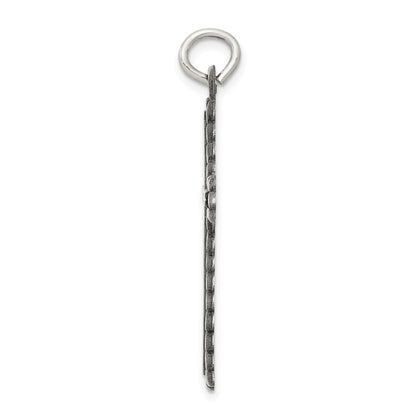 Sterling Silver Antiqued, Textured and Brushed Latin Cross Pendant