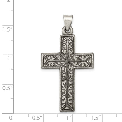 Sterling Silver Antiqued, Polished and Brushed Latin Cross Pendant