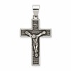 Sterling Silver Antiqued Box Cross Crucifix Pendant