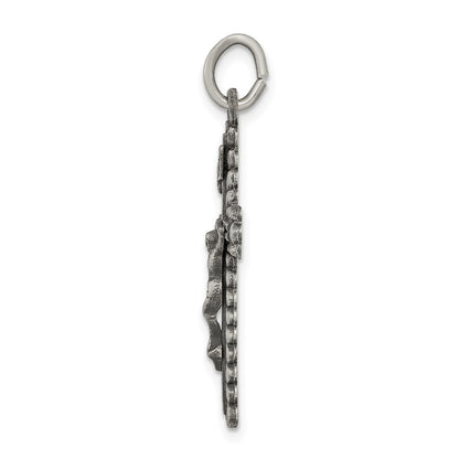 Sterling Silver Antiqued and Brushed INRI Crucifix Pendant