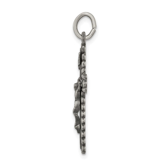 Sterling Silver Antiqued and Brushed INRI Crucifix Pendant