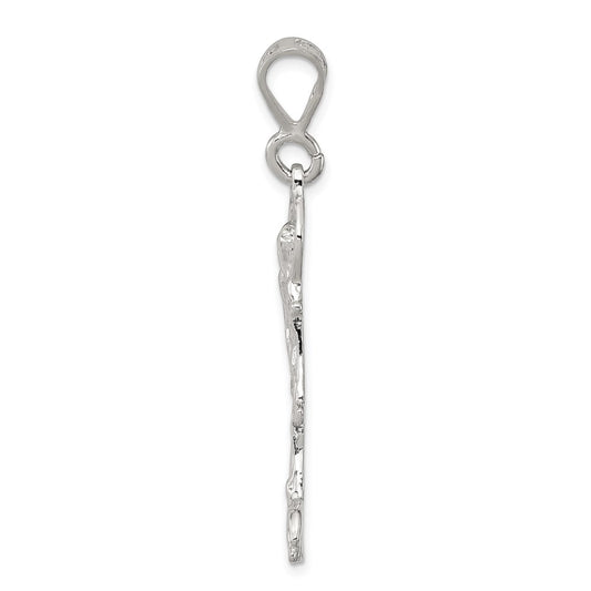 Sterling Silver Polished & Textured St. Lazarus Pendant