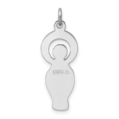 Sterling Silver Platinum-plated Polished & Satin CZ Miraculous Medal Pendan
