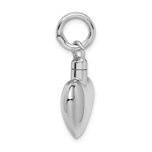 Sterling Silver Rhodium-plated Polished Puffy Heart Ash Holder Pendant