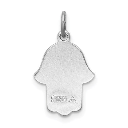Sterling Silver Platinum-plated Polished Chamseh/Hamsa Pendant