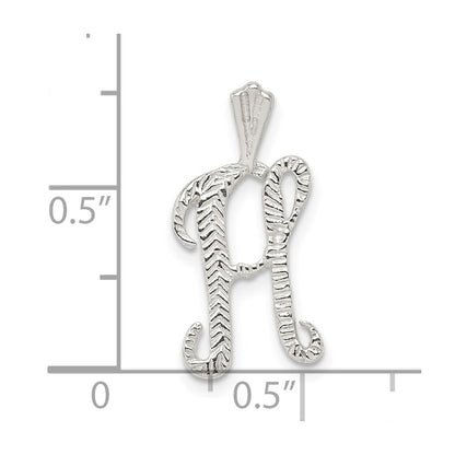 Sterling Silver Polished & Textured Letter H Initial Chain Slide