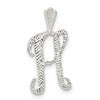 Sterling Silver Polished & Textured Letter H Initial Chain Slide