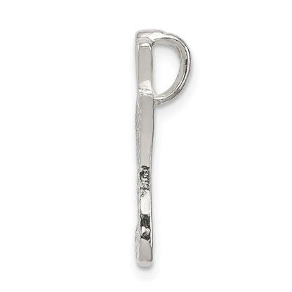 Sterling Silver Polished & Textured Letter I Initial Chain Slide