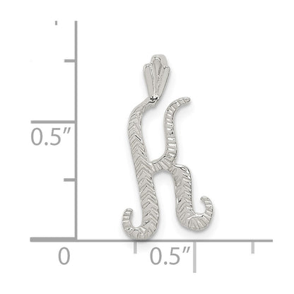 Sterling Silver Polished & Textured Letter K Initial Chain Slide