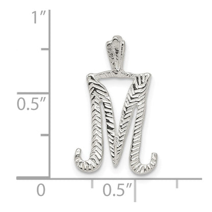 Sterling Silver Polished & Textured Letter M Initial Chain Slide