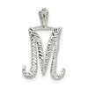 Sterling Silver Polished & Textured Letter M Initial Chain Slide