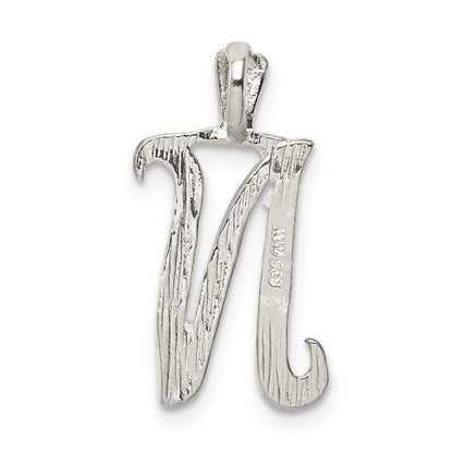 Sterling Silver Polished & Textured Letter N Initial Chain Slide