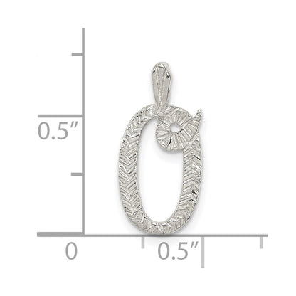 Sterling Silver Polished & Textured Letter O Initial Chain Slide