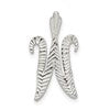 Sterling Silver Polished & Textured Letter W Initial Chain Slide