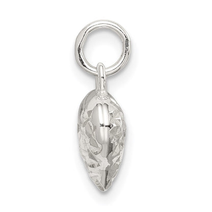 Sterling Silver Polished Diamond-cut Puff Heart Charm