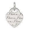 Sterling Silver Antiqued Polished 'I Love u' Engraved Heart Pendant
