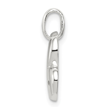 Sterling Silver Polished Diamond Heart Pendant