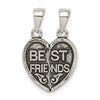 Sterling Silver Antiqued Mini Best Friends Break Away Heart Pendant