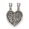 Sterling Silver Antiqued Best Friends Break Apart Heart Pendant