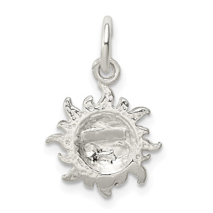 Sterling Silver Polished Face in Sun Pendant