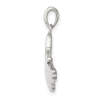 Sterling Silver Rhodium-plated CZ Butterfly Pendant