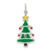 Sterling Silver Polished Enamel Christmas Tree Pendant